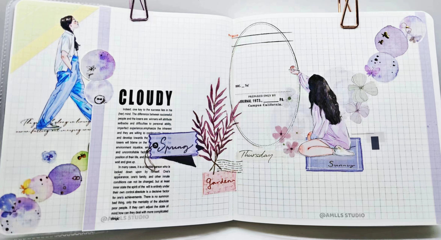 DingDing Vol3【6#Little Beauty】Original Vintage Casualness Girl Washi PET Tape
