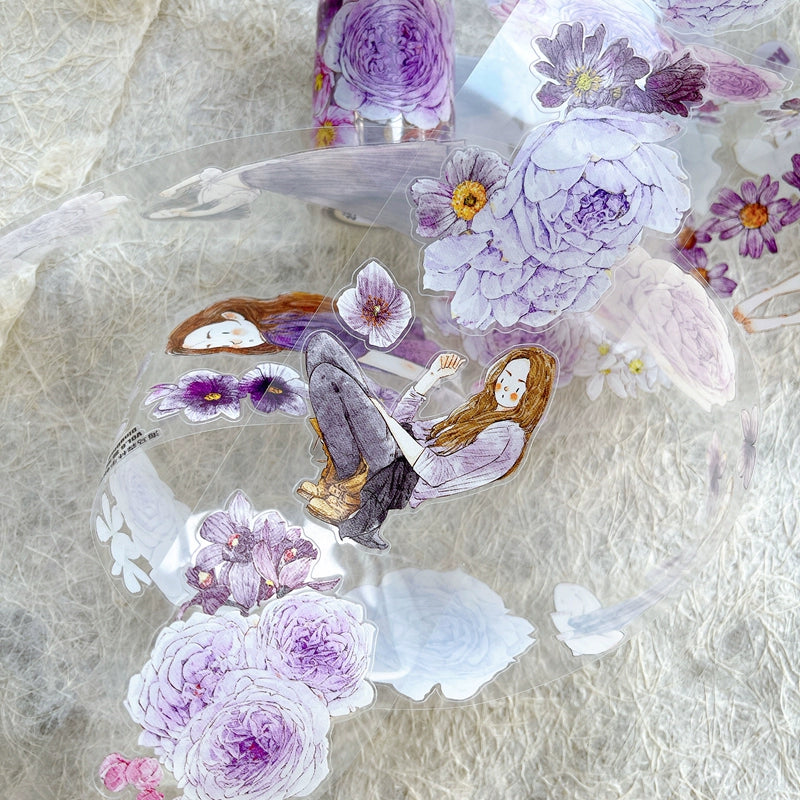 Seahorse Forest Vol6【A39#Twilight Purple】Original Design Pre-Cut Washi/PET Tape Stickers,for Scrapbook Supplies,Junk Journal Supplies