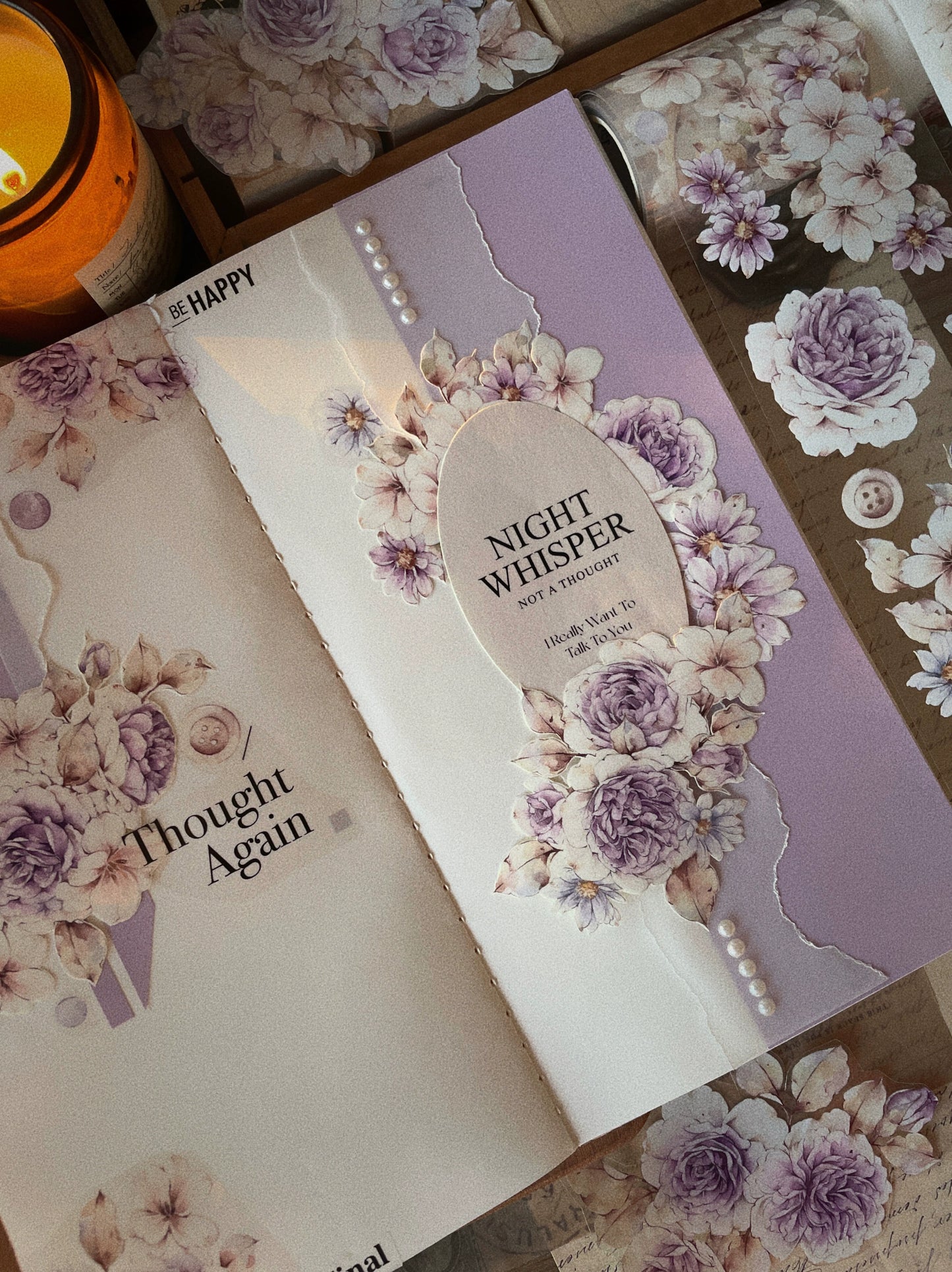 YiEr Vol11【Dushan Purple】Light Retro Floral Washi Tape and PET Stickers