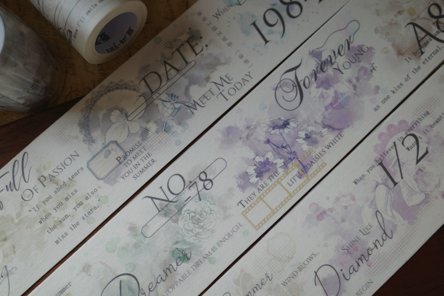 YiEr【Light Color】Orginal Design Washi/Pet Tape Light Retro Floral Stickers