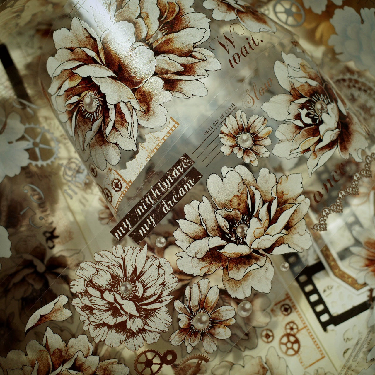 YiEr【Old Times】Orginal Design Washi/Pet Tape Light Retro Floral Stickers