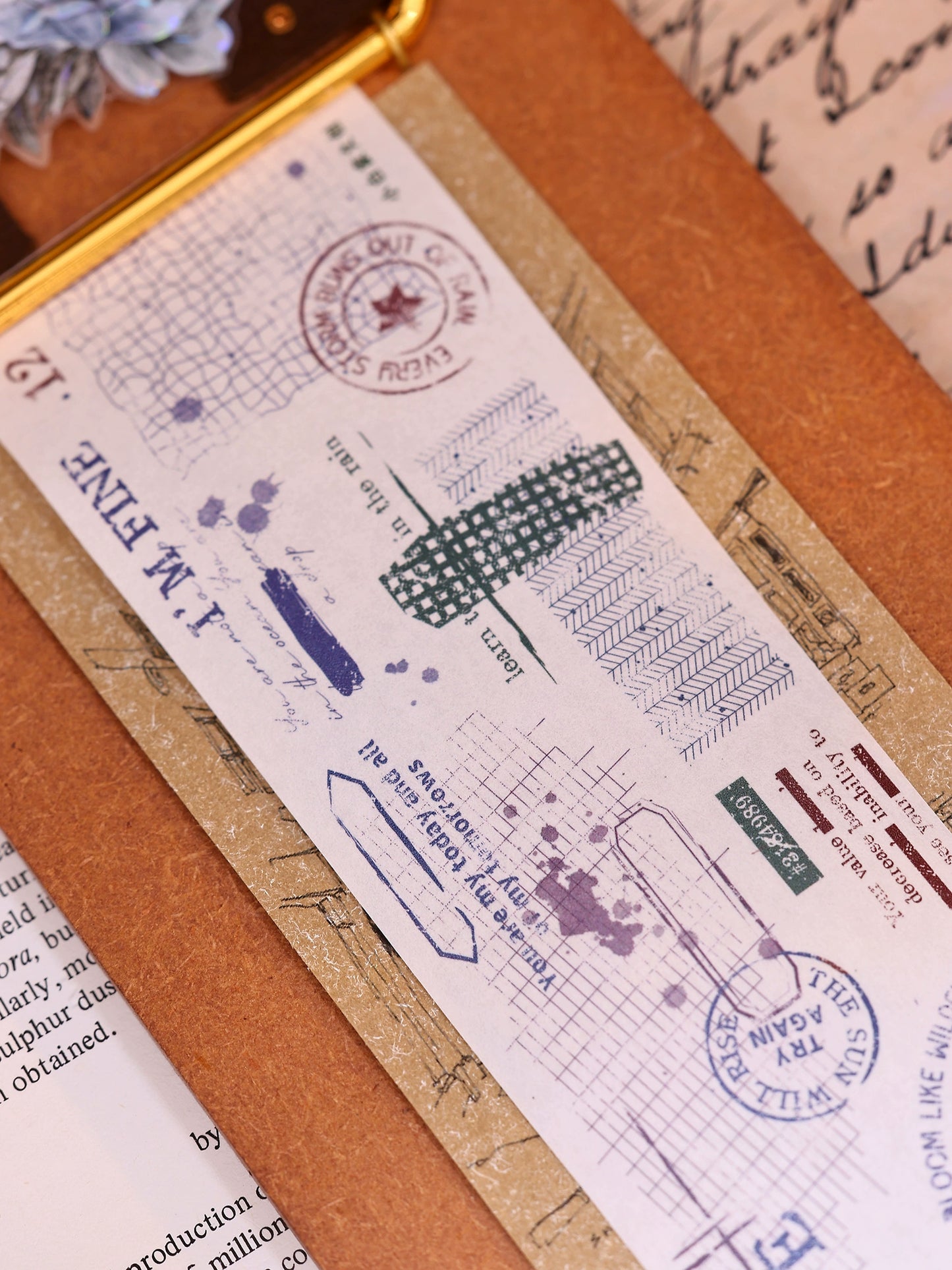 XiaoBaiJia【Narrative of Time】Light Retro Grid Base English Text Washi Pet Tape Stickers