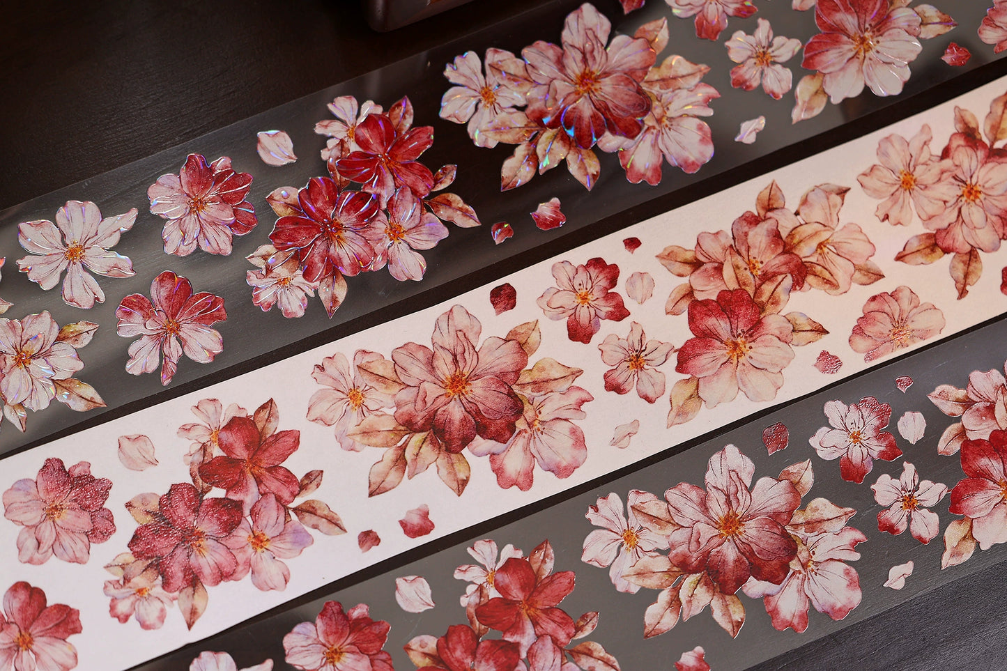 XiaoBaiJia【Red Longing Follower】Light Retro Red Flower Orginal Design Washi Pet Floral Tape Landscaping Stickers