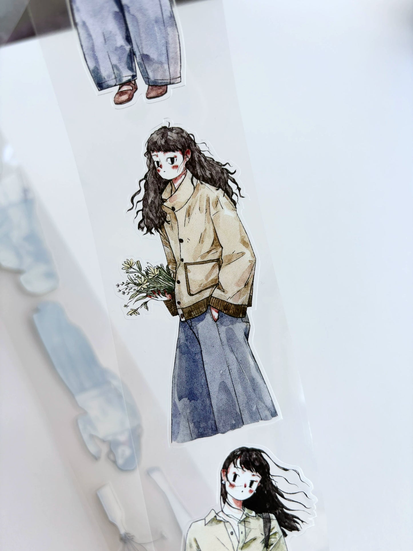 Kaixiaoxun Vol9 【Spring is Shallow】 Pre-Cut Long Loop Washi/Matte PET Tape for Scrapbook Supplies,Junk Journal Supplies