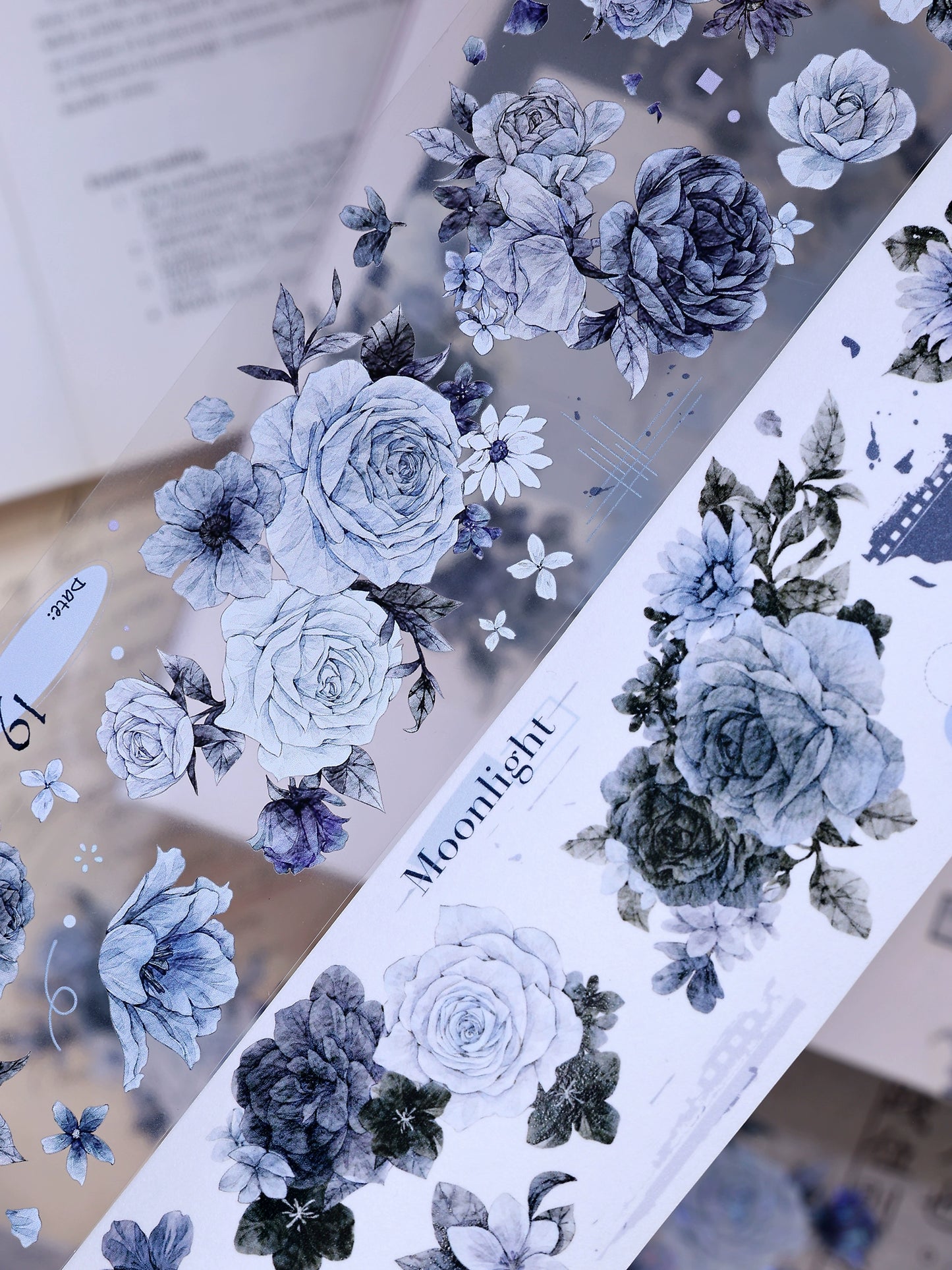 XiaoBaiJia【LanYan / Caramel Latte】Light Retro Flower Orginal Design Washi Pet Floral Tape Landscaping Stickers
