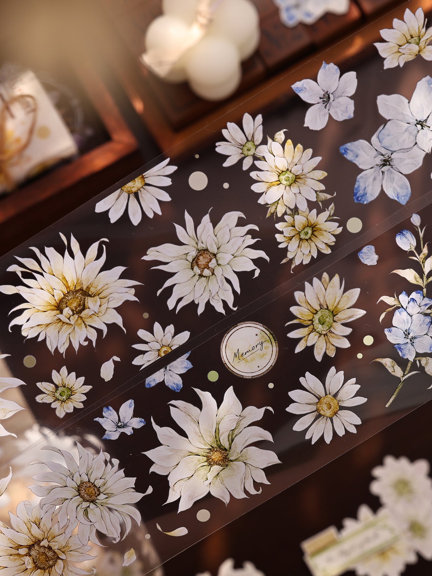 XiaoBaiJia【Franju】【 Floating Light Warm Orange】Orginal Design Washi/Pet Floral Tape Light Retro Landscaping Stickers