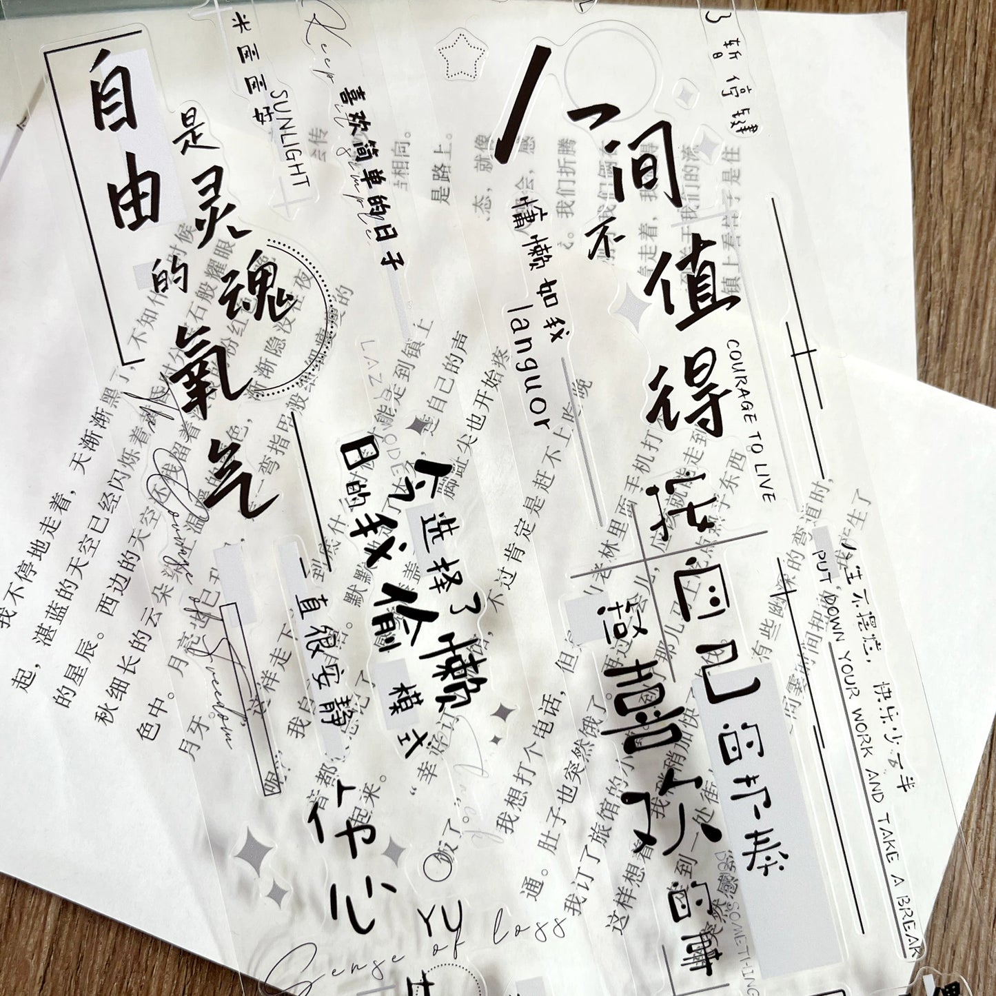 ZiYuanSu【Emotion Memory】Text Scene/Landscape Pre-cut Washi/PET Tape,for Scrapbook Supplies,Scrapbook Tape Stickers,Junk Journal Supplies