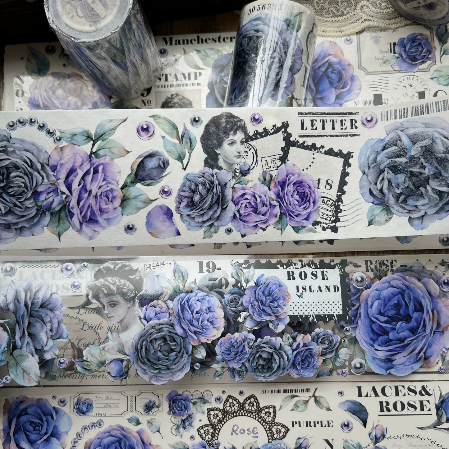 YiEr【MoYu】Orginal Design Washi/Pet Tape Light Retro Floral Stickers