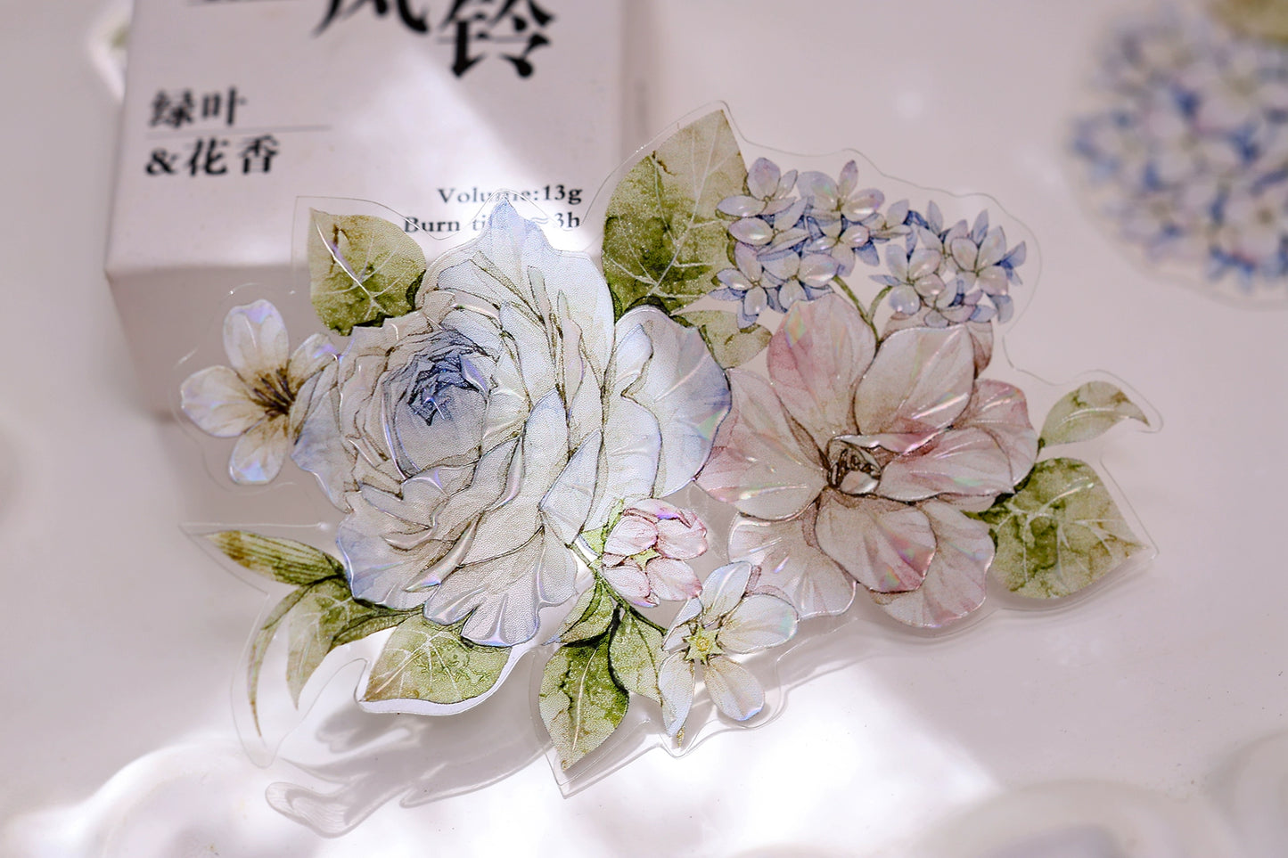 XiaoBaiJia【Sweet Dream Blue】Light Retro Orginal Design Washi Pet Floral Tape Light Retro Landscaping Stickers