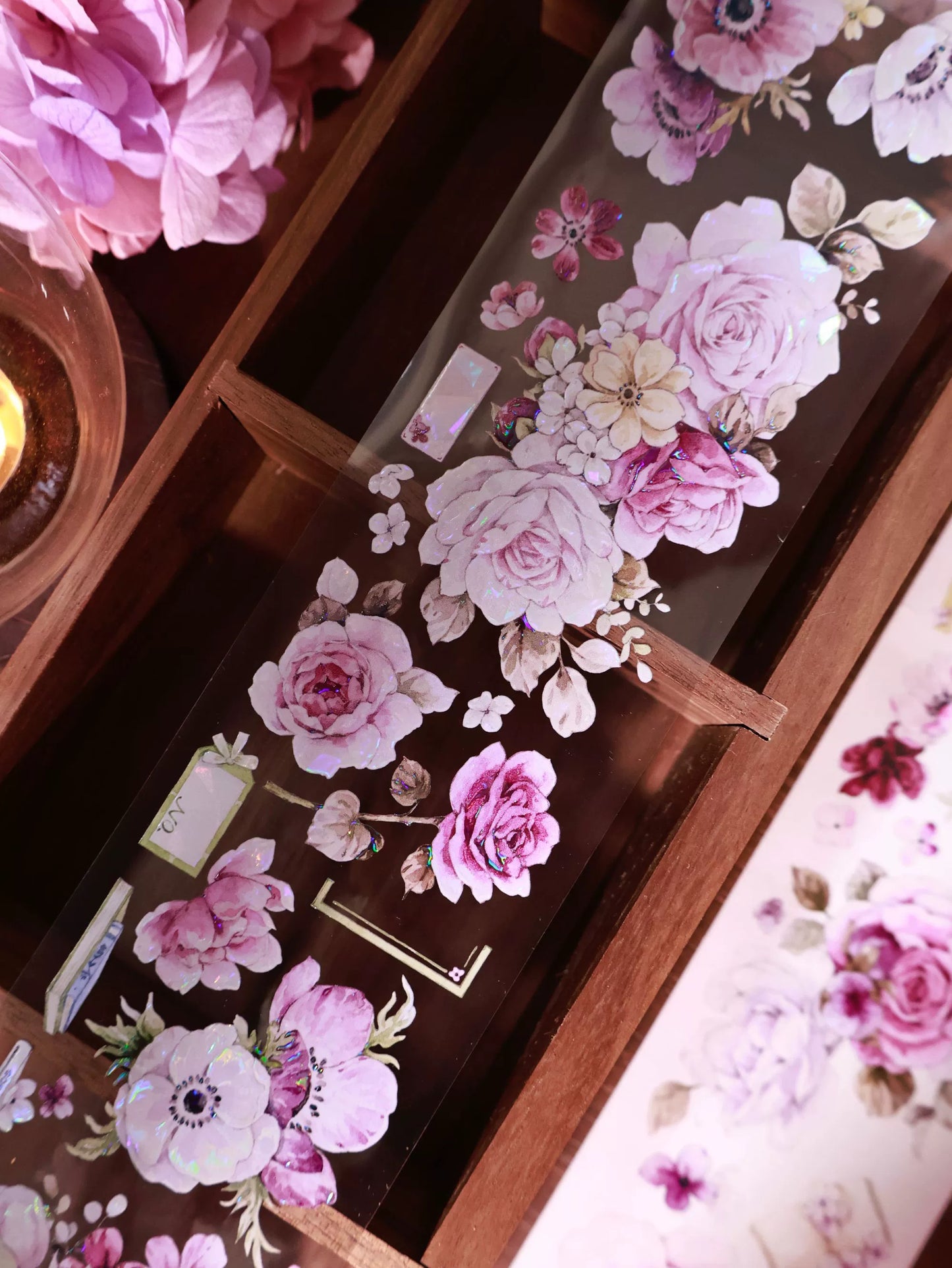 YiEr Vol14【Purple Mist Yarn】Rose Floral Washi Tape and PET Stickers