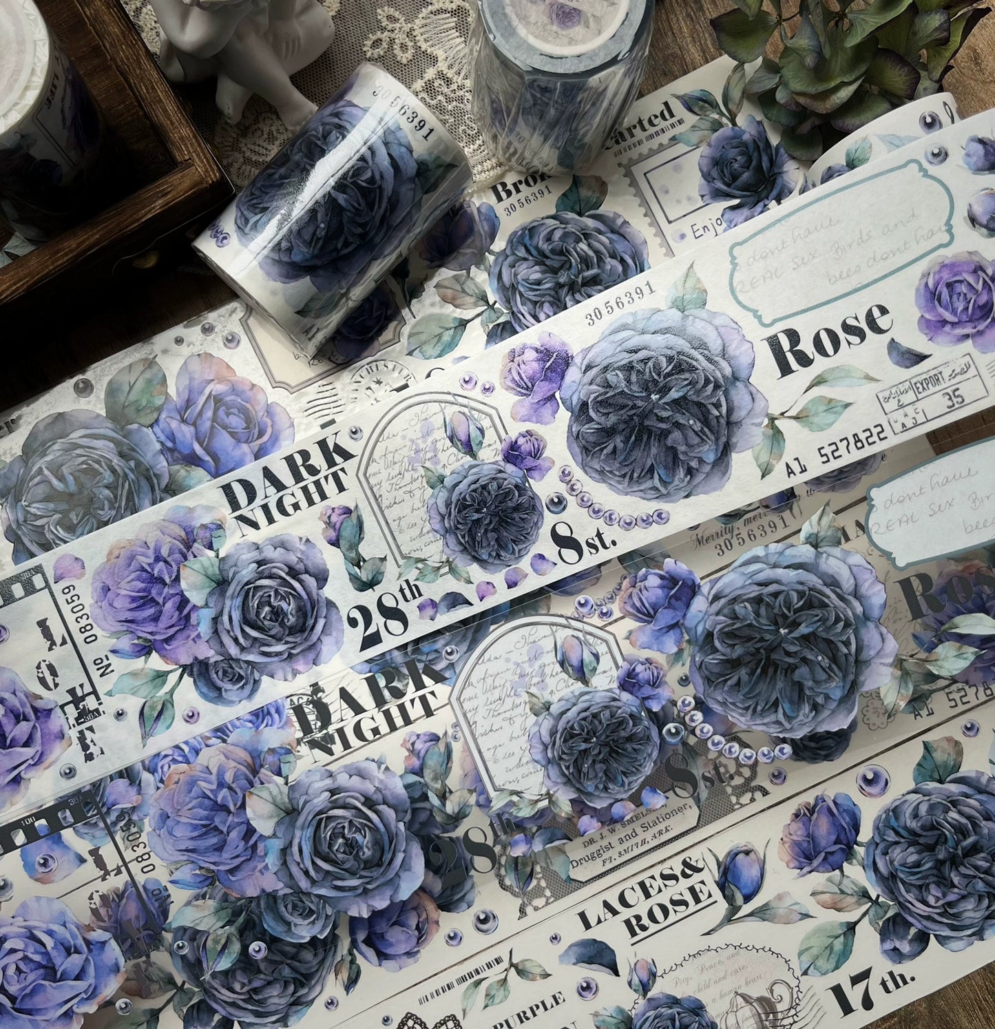 YiEr【MoYu】Orginal Design Washi/Pet Tape Light Retro Floral Stickers
