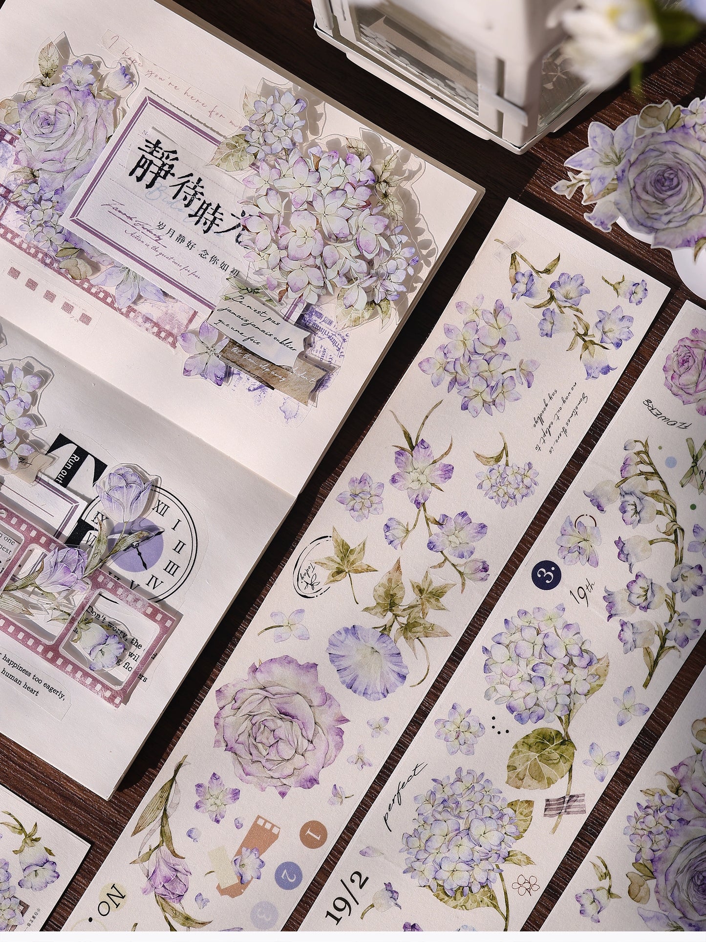 XiaoBaiJia【Fantasy Purple/Ink Dyeing】Light Retro Orginal Design Washi Pet Tape Landscaping Stickers