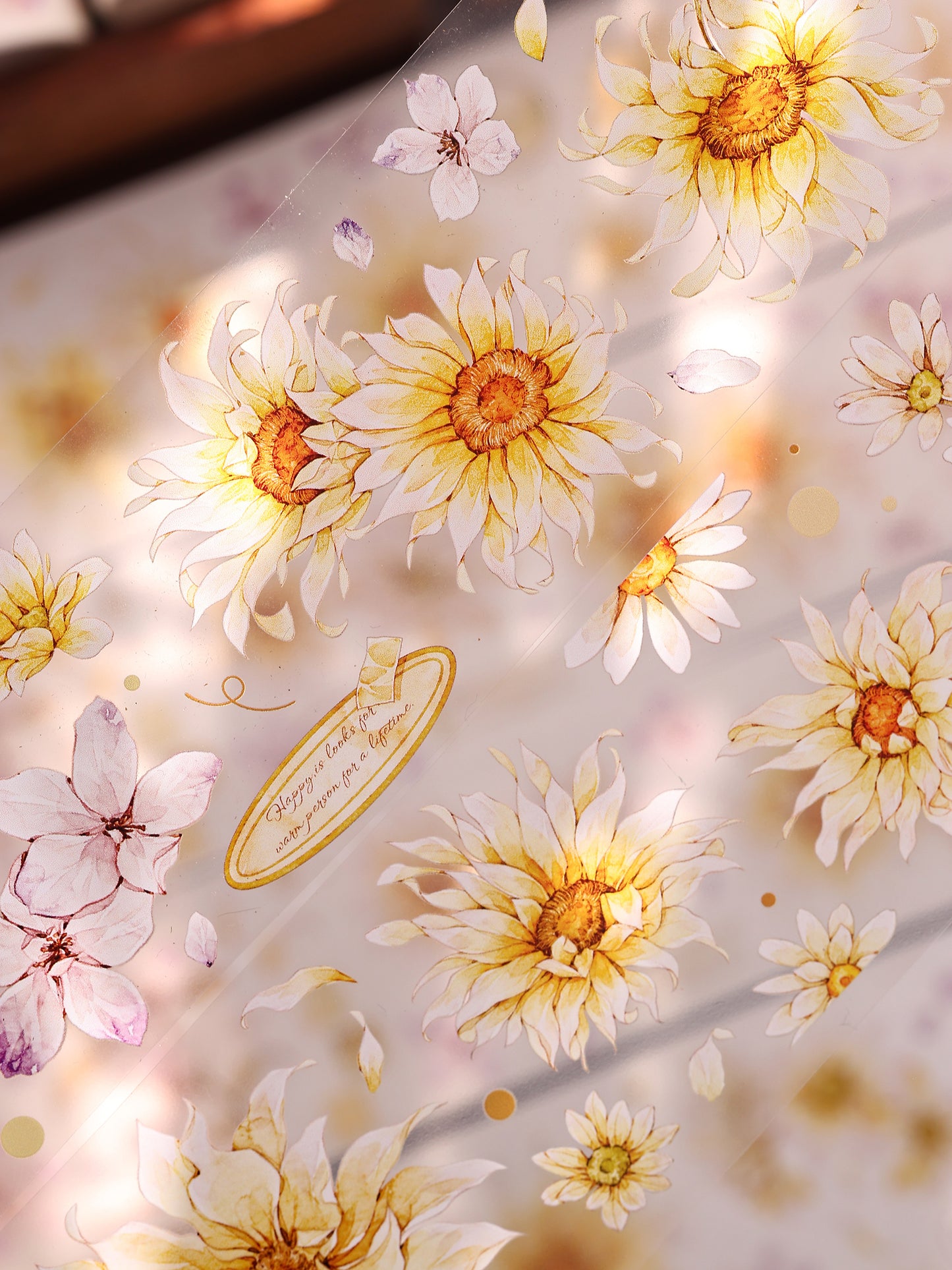 XiaoBaiJia【Franju】【 Floating Light Warm Orange】Orginal Design Washi/Pet Floral Tape Light Retro Landscaping Stickers