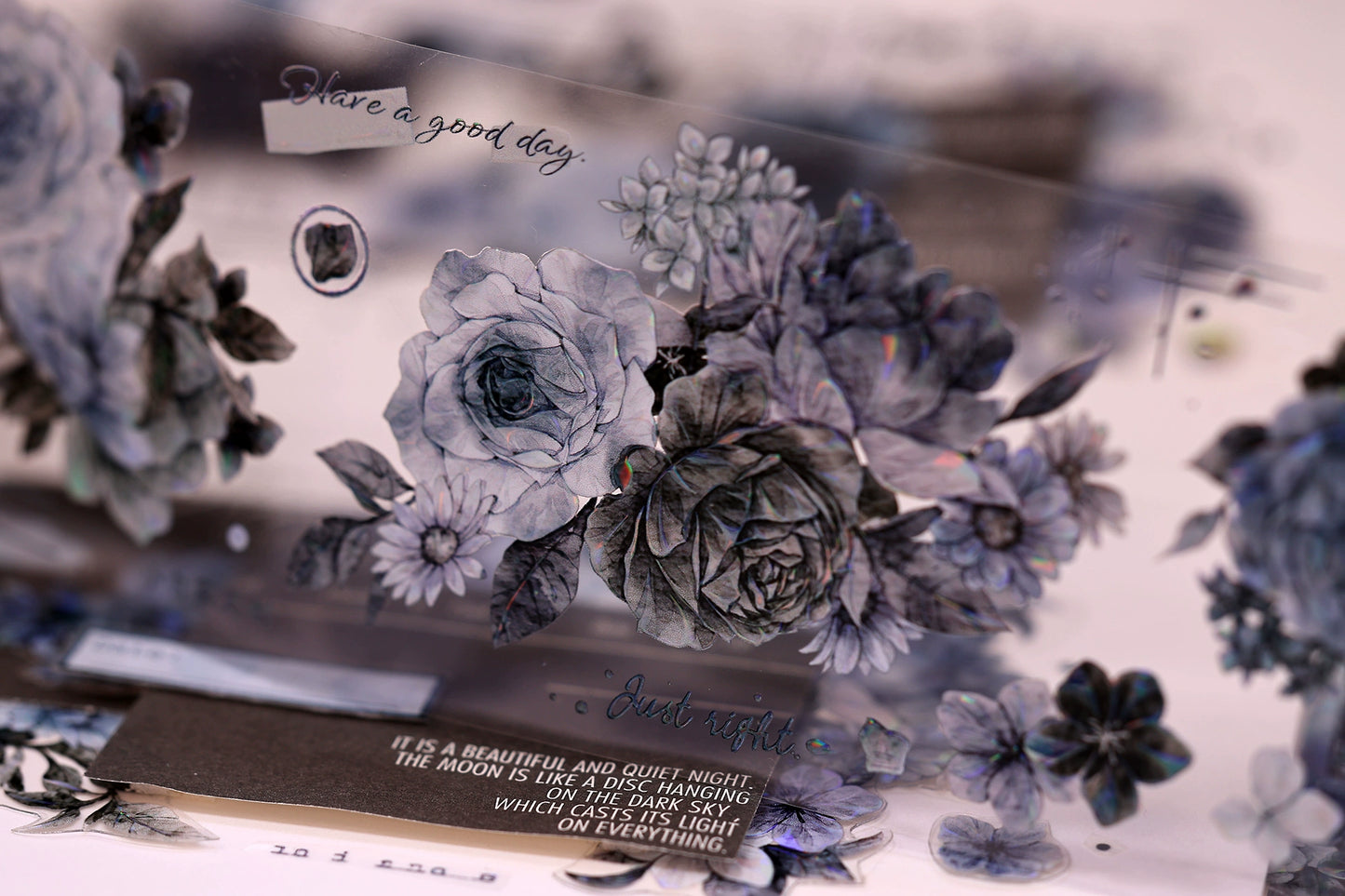 XiaoBaiJia【LanYan / Caramel Latte】Light Retro Flower Orginal Design Washi Pet Floral Tape Landscaping Stickers