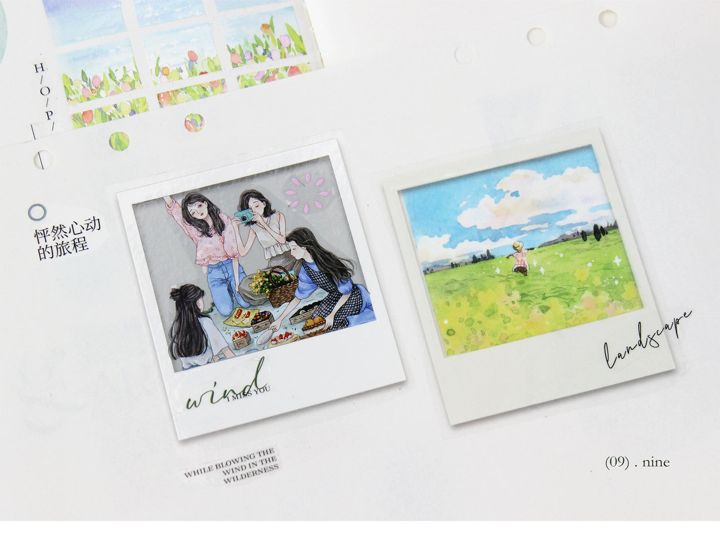 Moodtape【Traveler's Diary&White Gallery】Landscape Frame Original Design Washi/Pet Tape Stickers,for Scrapbook Supplies,Scrapbook Tape Stickers,Junk Journal Supplies