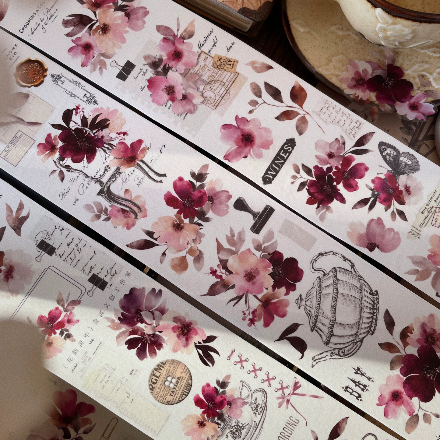 YiEr Vol12【Flower Rhyme Flowing Years】Washi/PET Tape,for Scrapbook Supplies,Scrapbook Tape Stickers,Junk Journal Supplies