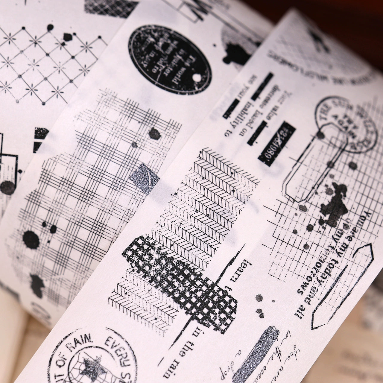 XiaoBaiJia【Narrative of Time】Light Retro Grid Base English Text Washi Pet Tape Stickers