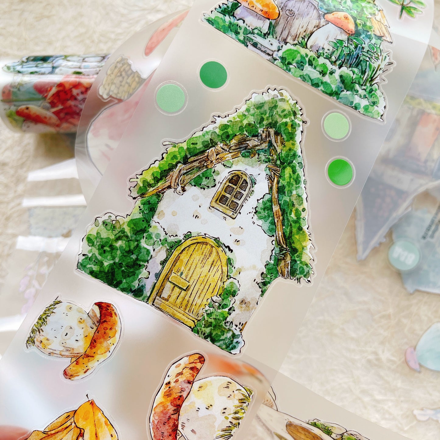 Seahorse Forest Vol8 A48 Vintage Forest Cottage,Pre-Cut Scene Washi/PET Tape Stickers,Original Design,for Scrapbook Supplies,Scrapbook Tape Stickers,Junk Journal Supplies