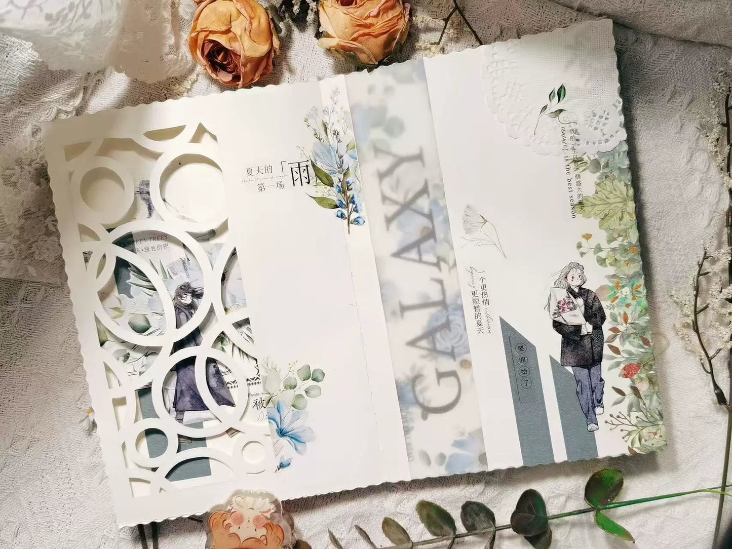 Kaixiaoxun Vol8 【Walked By】 Pre-Cut Washi/Matte PET Tape for Scrapbook Supplies,Junk Journal Supplies