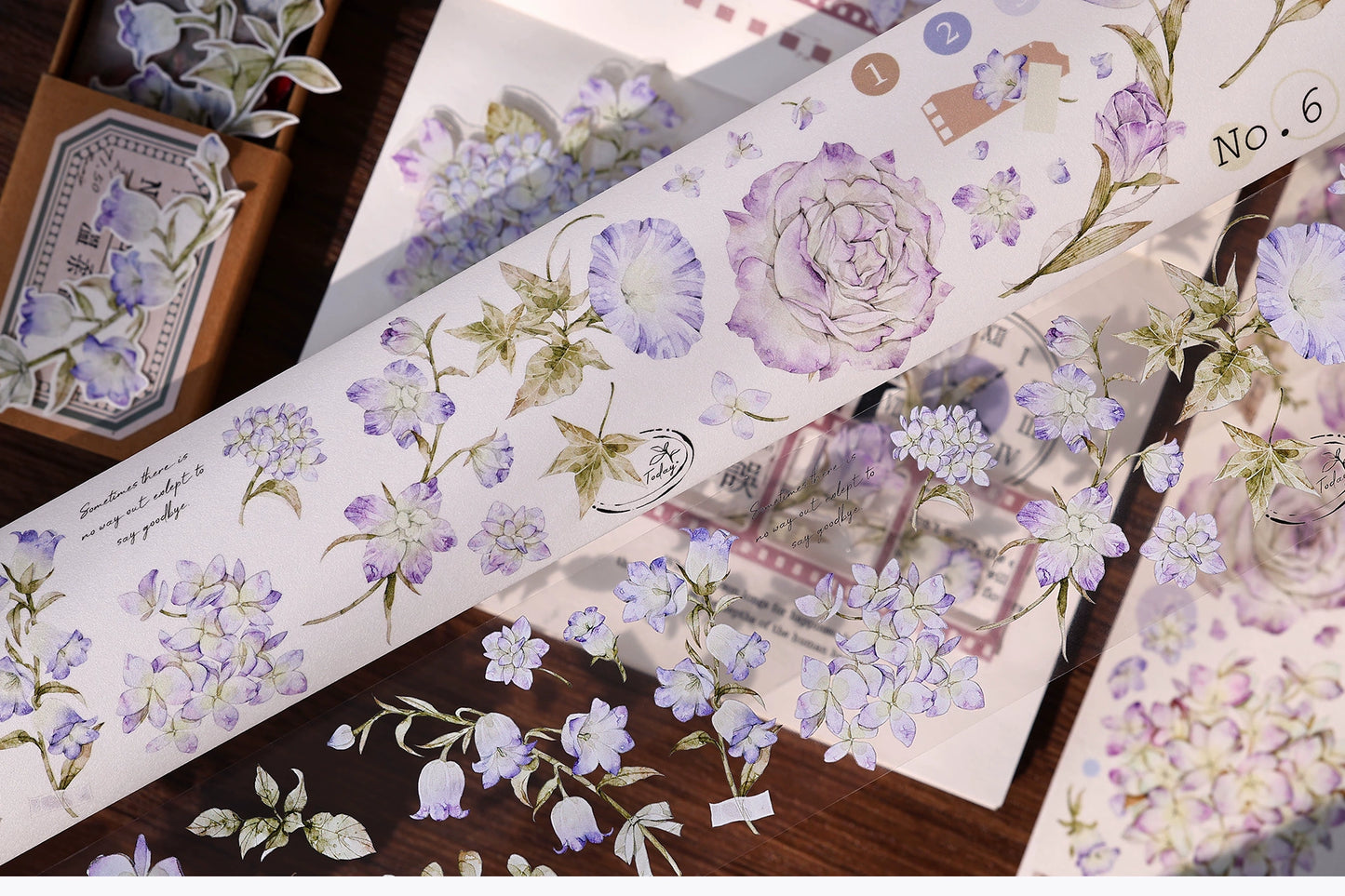 XiaoBaiJia【Fantasy Purple/Ink Dyeing】Light Retro Orginal Design Washi Pet Tape Landscaping Stickers