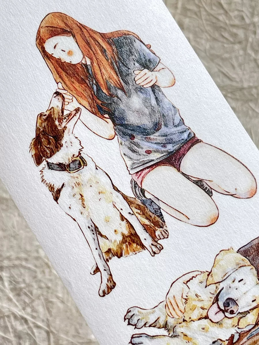 DingDing Vol7【22#Little Sweetheart】,My Cute Pet Dog,Kiss-Cut Washi PET Tape Stickers,2.36 in x 10.94 YD,Original Design,for Scrapbook Supplies,Scrapbook Tape Stickers