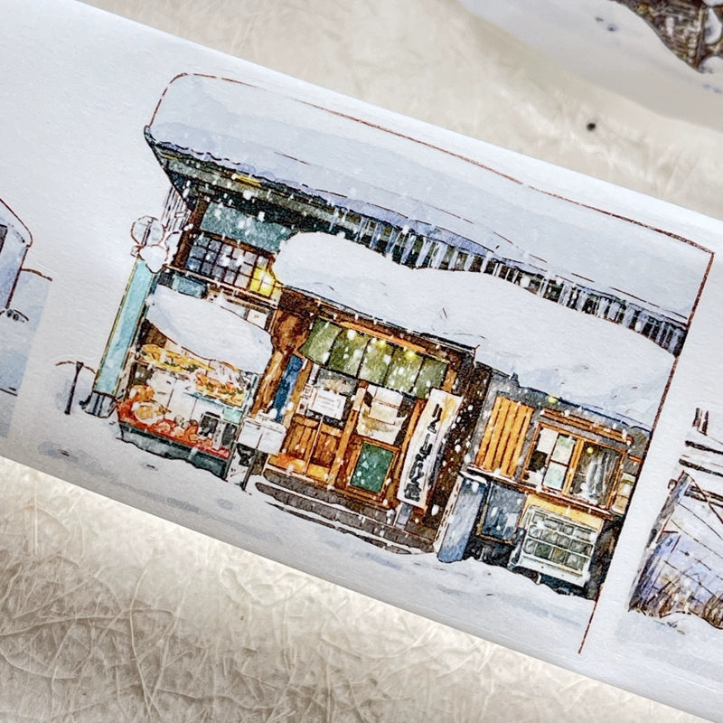 DingDing Vol8【27#Winter】Cute Cat&Rabbit&Fox and Snow Scene,Original Character Design Vintage Casualness Girl Washi/PET Tape Stickers, for Scrapbook Supplies,Scrapbook Tape Stickers,Junk Journal Supplies