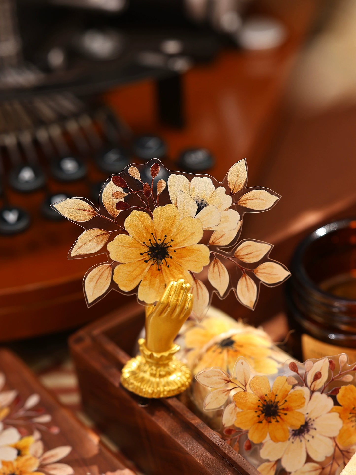 XiaoBaiJia【 Summer Overture】Light Retro Daisy Flower Orginal Design Washi Pet Floral Tape Landscaping Stickers