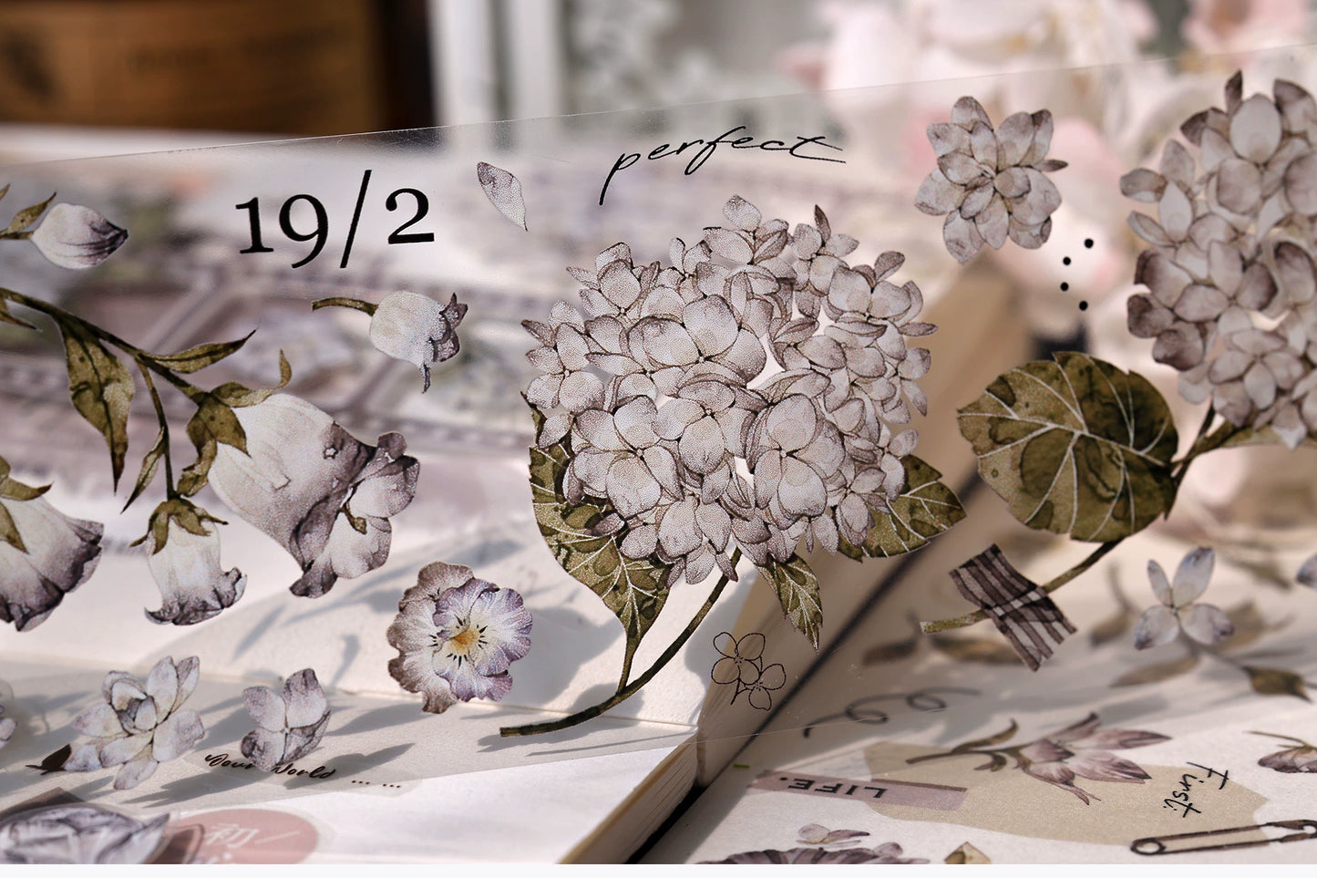 XiaoBaiJia【Fantasy Purple/Ink Dyeing】Light Retro Orginal Design Washi Pet Tape Landscaping Stickers
