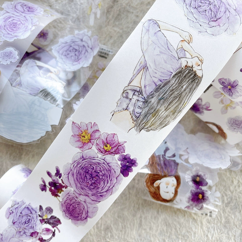 Seahorse Forest Vol6【A39#Twilight Purple】Original Design Pre-Cut Washi/PET Tape Stickers,for Scrapbook Supplies,Junk Journal Supplies