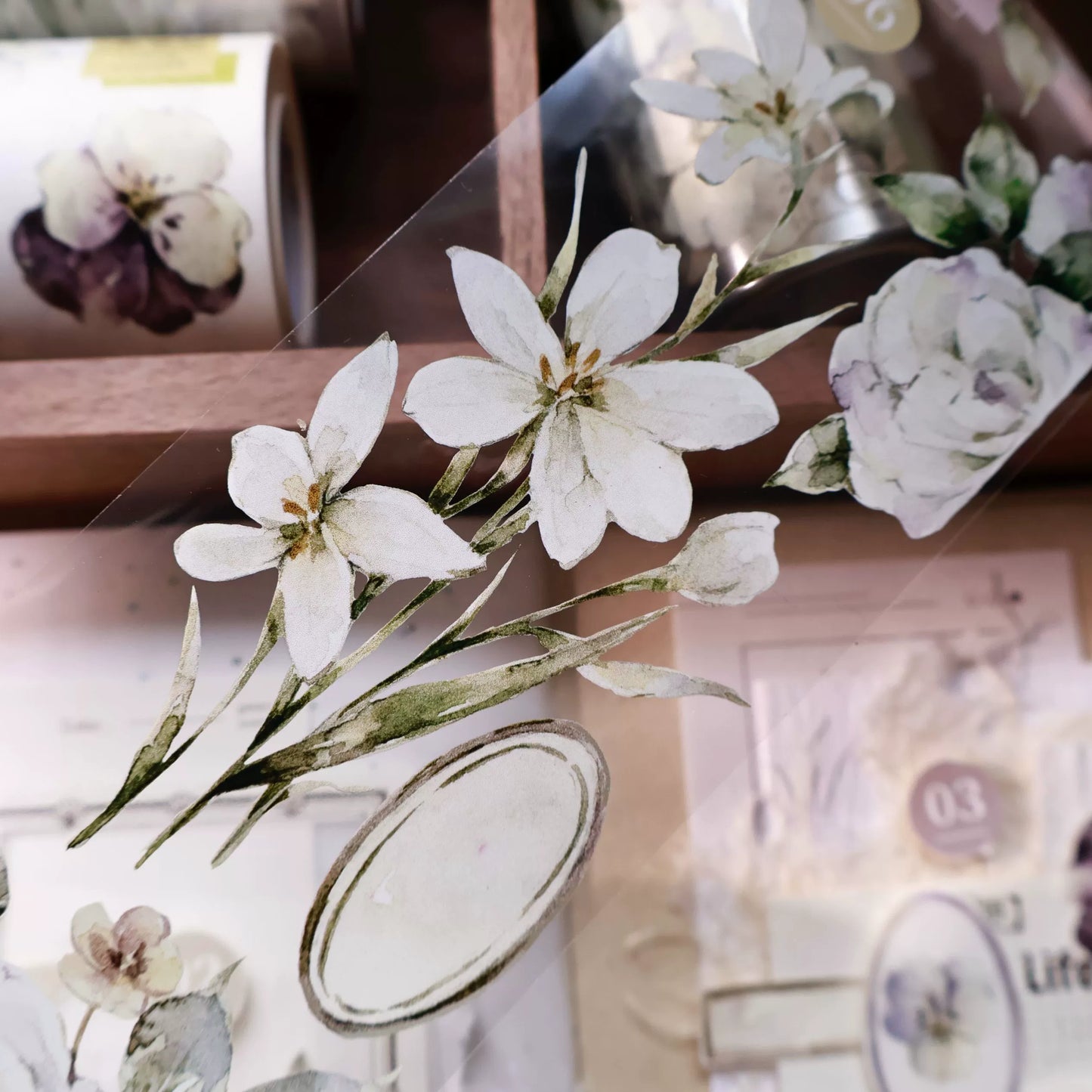 YiEr Vol14【Wind Language Flower Sleep】Small Floral Washi Tape and PET Stickers