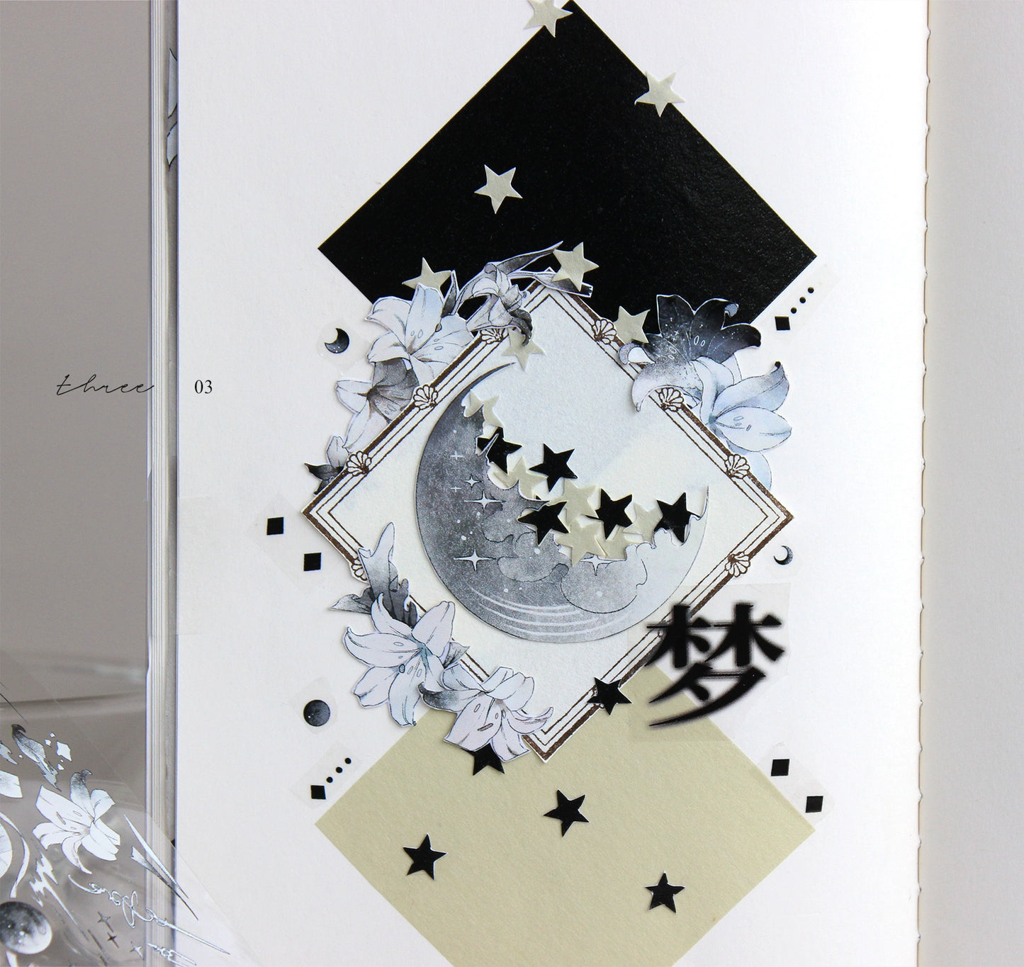 Moodtape【Mythology of Broken Moon】Flowers Lily Moonlight Landscap Original Design Washi/Pet Tape Stickers,for Scrapbook Supplies,Scrapbook Tape Stickers,Junk Journal Supplies