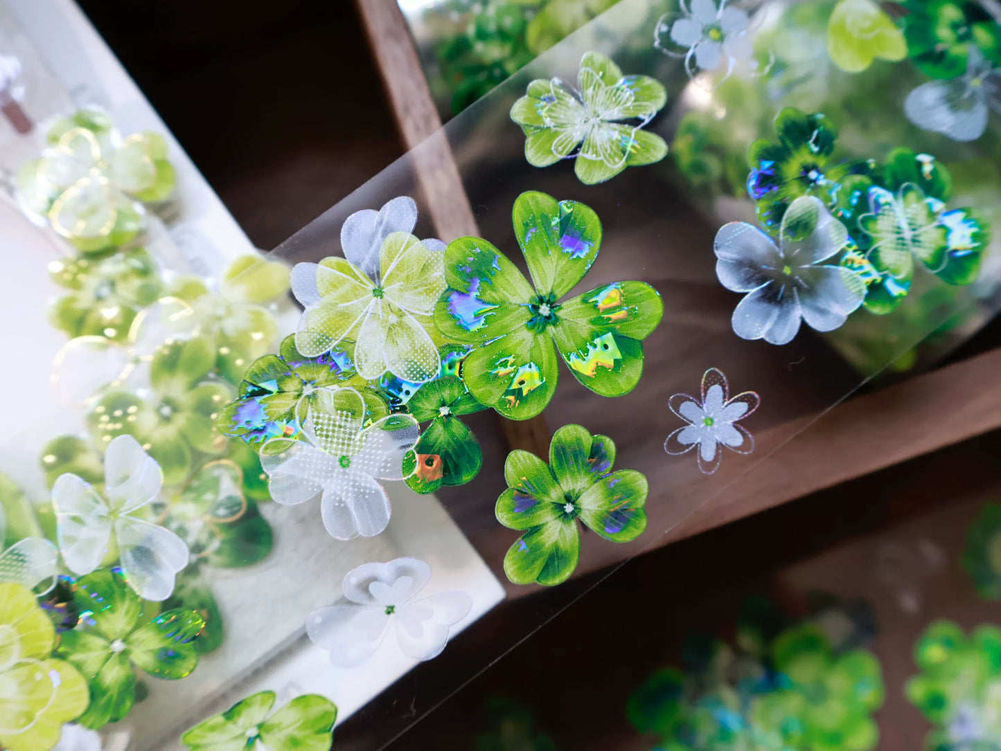 YiEr Vol14【Summer in the Forest Isle】Four Leaf Clover Floral Washi Tape and PET Stickers