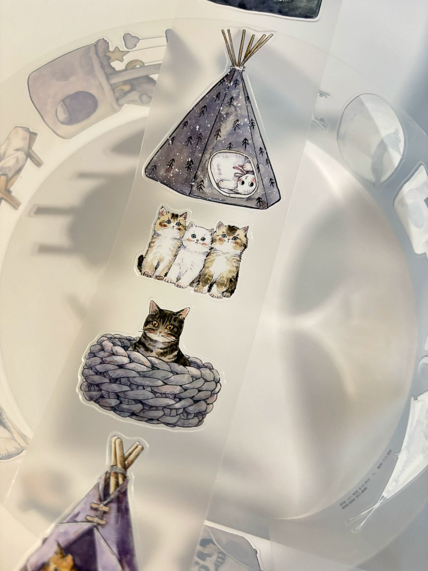 Kaixiaoxun Vol9 【Cat's Nest】 Pre-Cut Long Loop Washi/Matte PET Tape for Scrapbook Supplies,Junk Journal Supplies