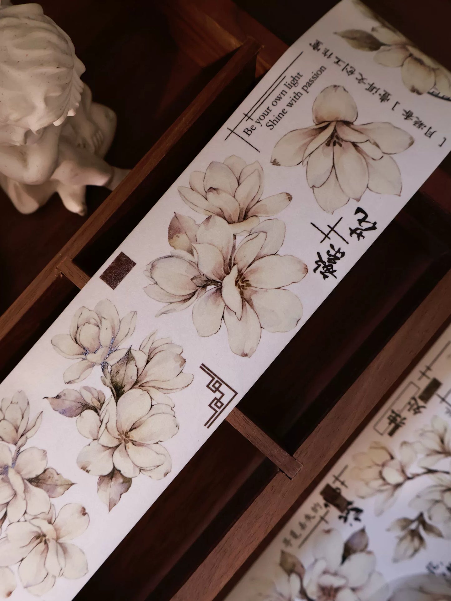 YiEr Vol14【Moon Condensation Fragrance】Ancient Style Magnolia Floral Washi Tape and PET Stickers