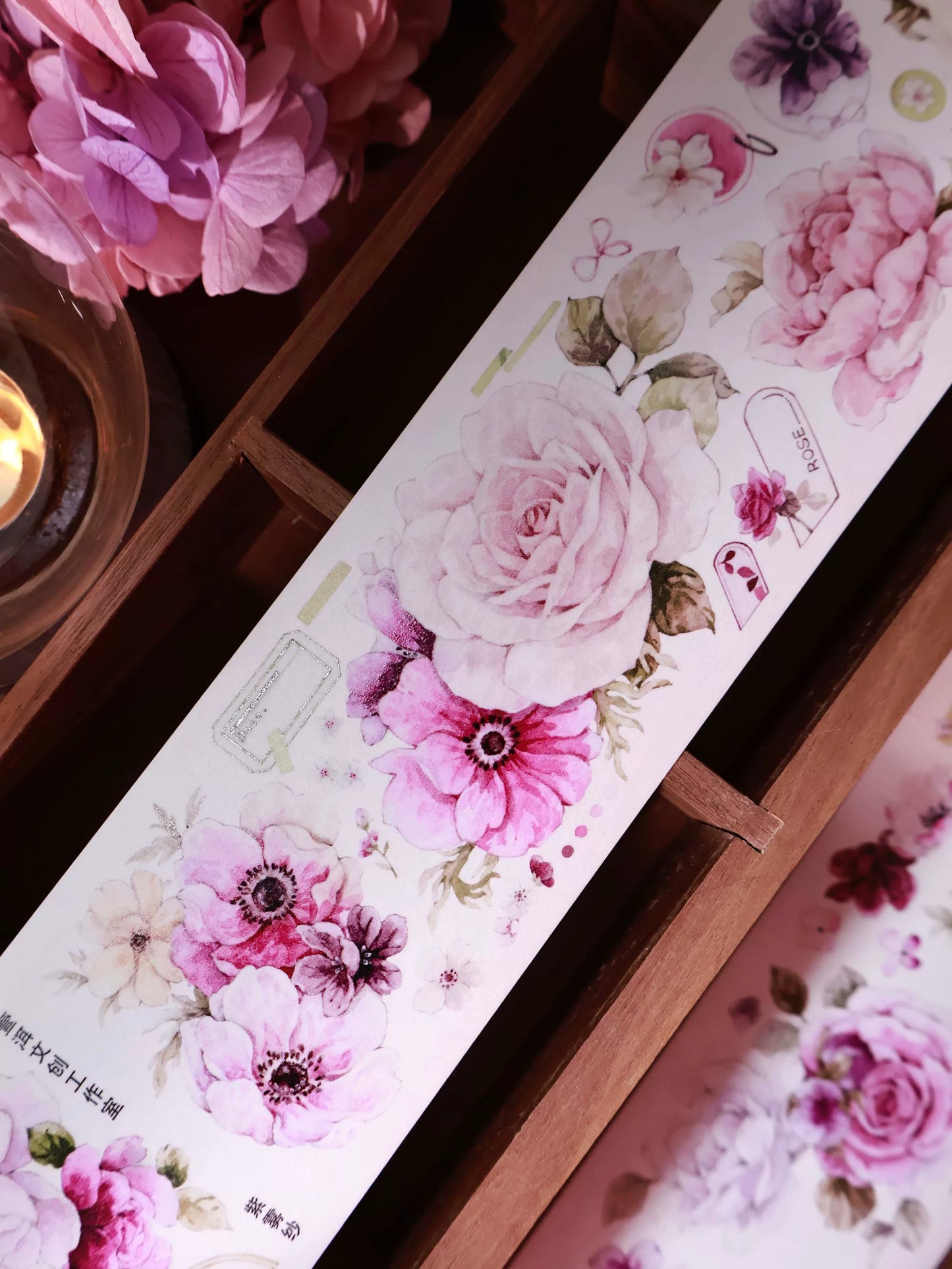 YiEr Vol14【Purple Mist Yarn】Rose Floral Washi Tape and PET Stickers