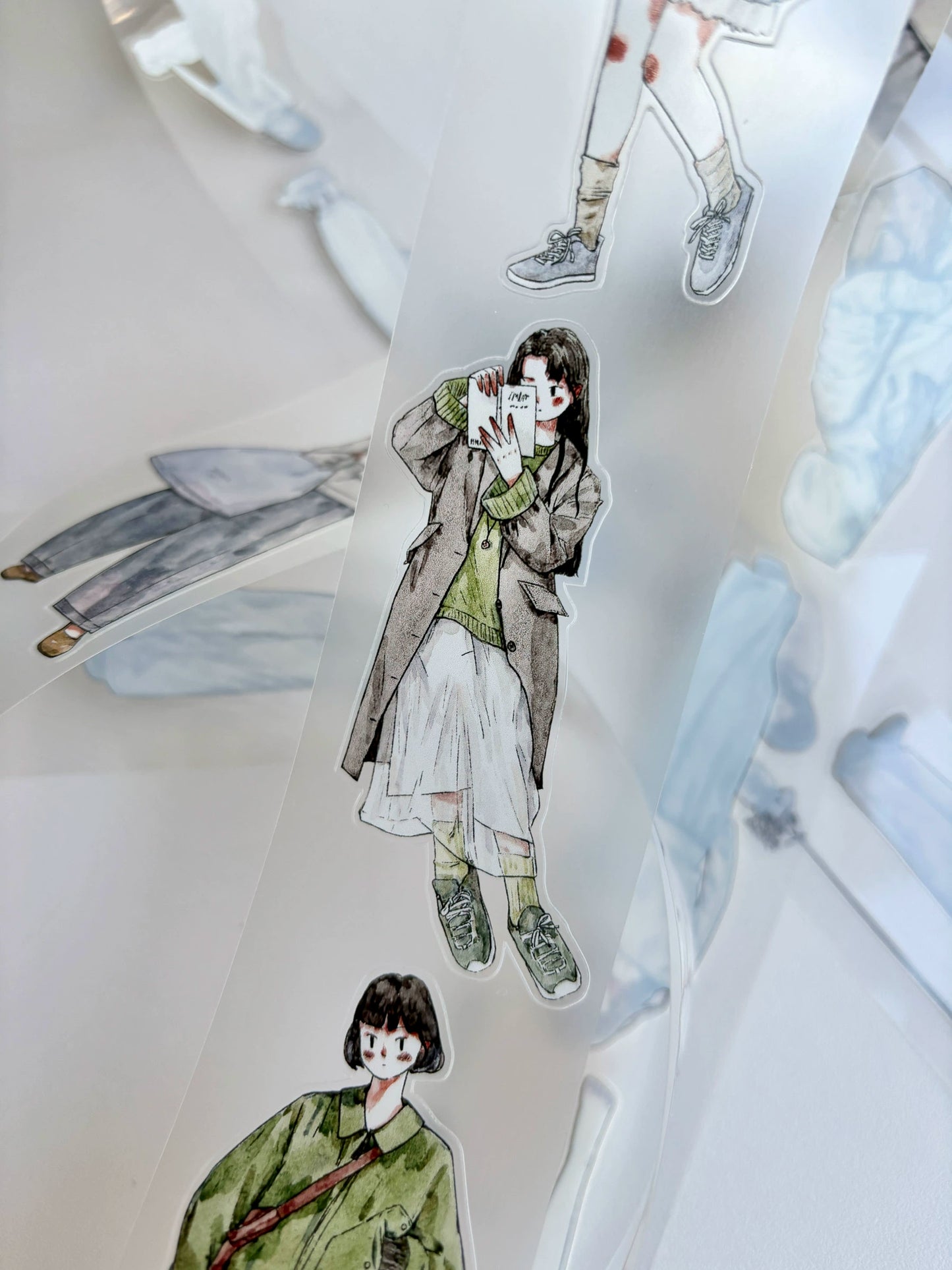 Kaixiaoxun Vol9 【Spring is Shallow】 Pre-Cut Long Loop Washi/Matte PET Tape for Scrapbook Supplies,Junk Journal Supplies