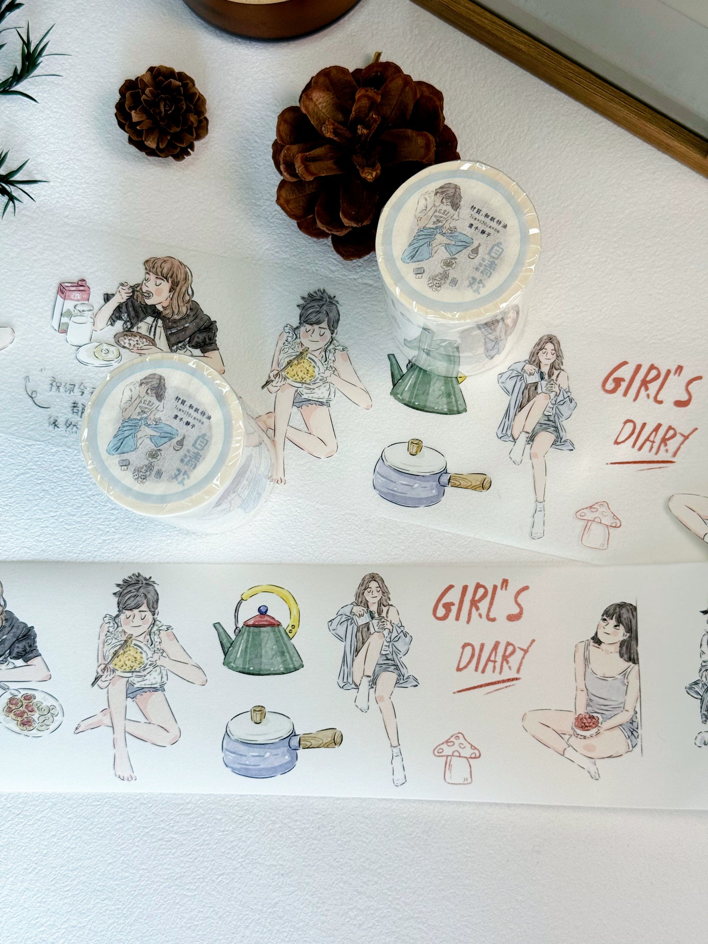 XiYue【Zi QingHuan】Original Character Design Washi/PET Tape Stickers,for Scrapbook Supplies,Journaling,Junk Journal,Bullet Journal,Planner Stickers