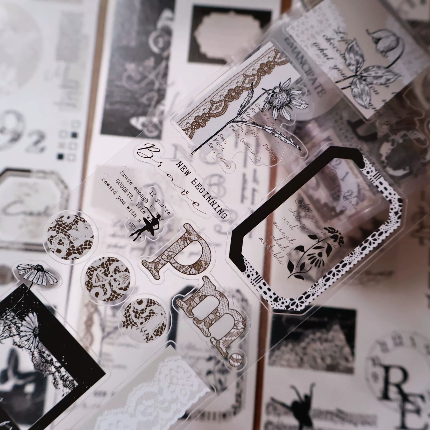 YiEr Vol14【Lace Night Language】Pre-cut Lace Backgroud Washi PET Tape