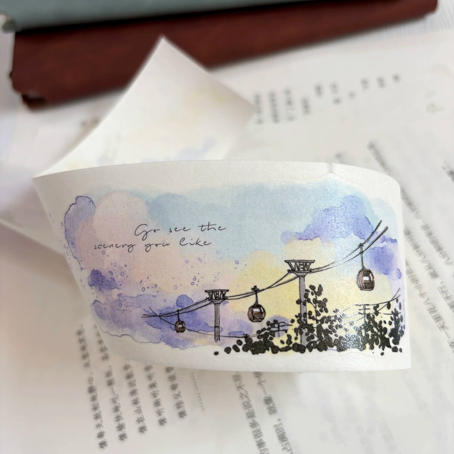 ZiYuanSu Vol12【Light Wind Cloud Shadow】Scene/Landscape Pre-cut Washi/PET Tape,for Scrapbook Supplies,Scrapbook Tape Stickers,Junk Journal Supplies