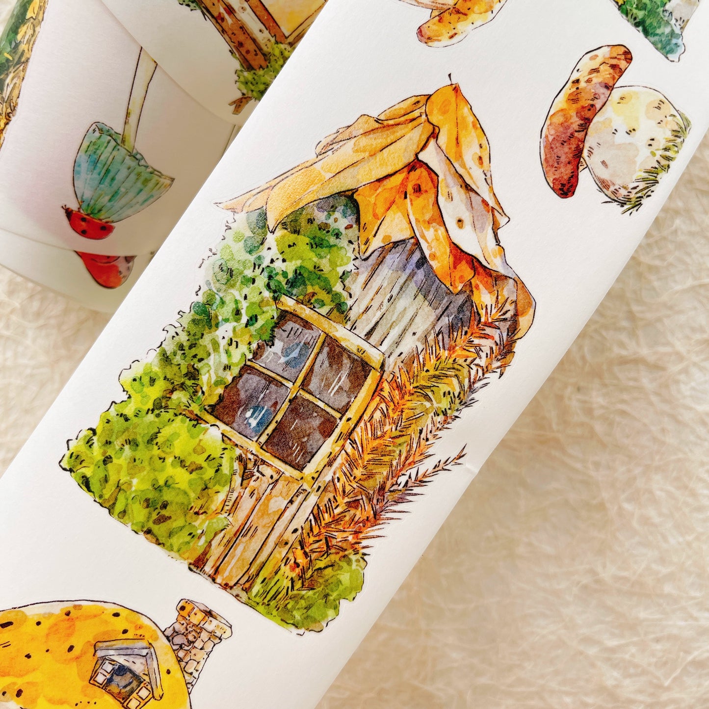 Seahorse Forest Vol8 A48 Vintage Forest Cottage,Pre-Cut Scene Washi/PET Tape Stickers,Original Design,for Scrapbook Supplies,Scrapbook Tape Stickers,Junk Journal Supplies