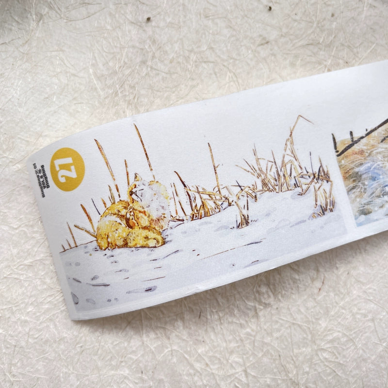 DingDing Vol8【27#Winter】Cute Cat&Rabbit&Fox and Snow Scene,Original Character Design Vintage Casualness Girl Washi/PET Tape Stickers, for Scrapbook Supplies,Scrapbook Tape Stickers,Junk Journal Supplies