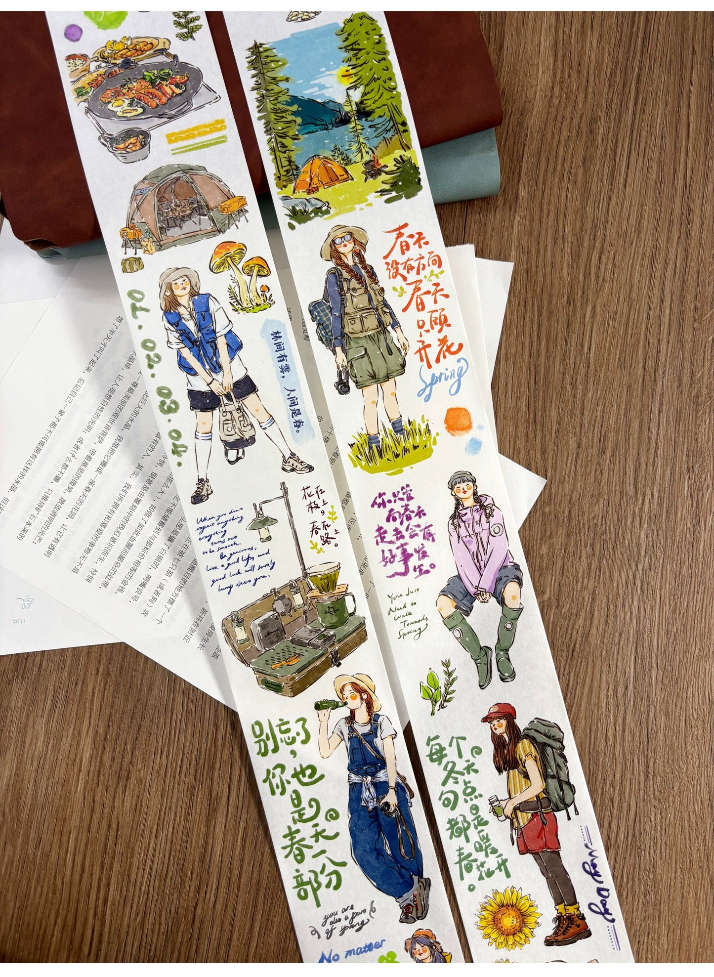 ZiYuanSu Vol12【Go to Mountains and Wilderness】Pre-Cut Original Design Character Washi/PET Tape Stickers, for Scrapbook Supplies,Scrapbook Tape Stickers,Junk Journal Supplies, Journaling Stickers,Bullet Journals