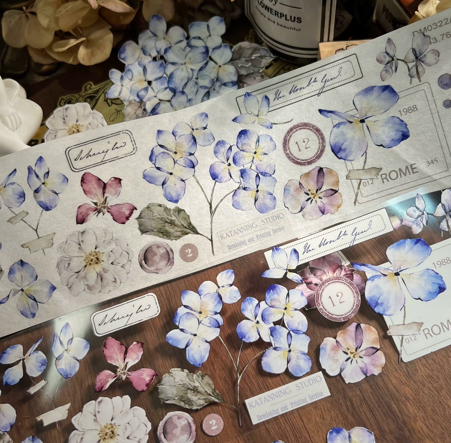 YiEr【ChaoHua Collection】Orginal Design Washi/Pet Tape Light Retro Floral Stickers