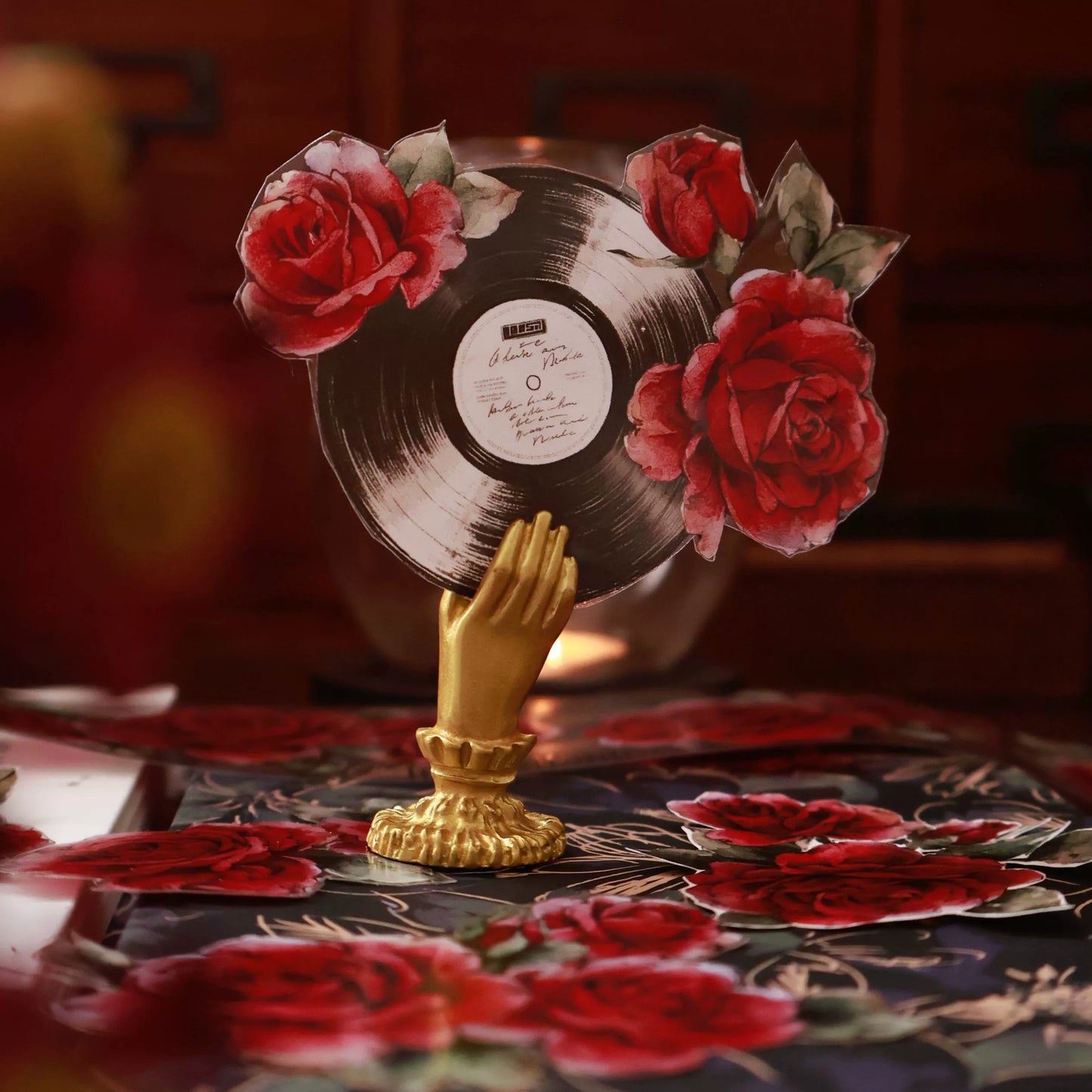 YiEr Vol14【Old Red Paper】Red Rose Floral Washi Tape and PET Stickers