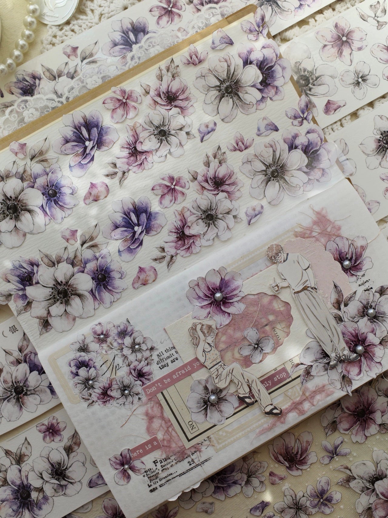 YiEr Vol7【Anemone】Orginal Design Washi/Pet Tape Light Retro Stickers