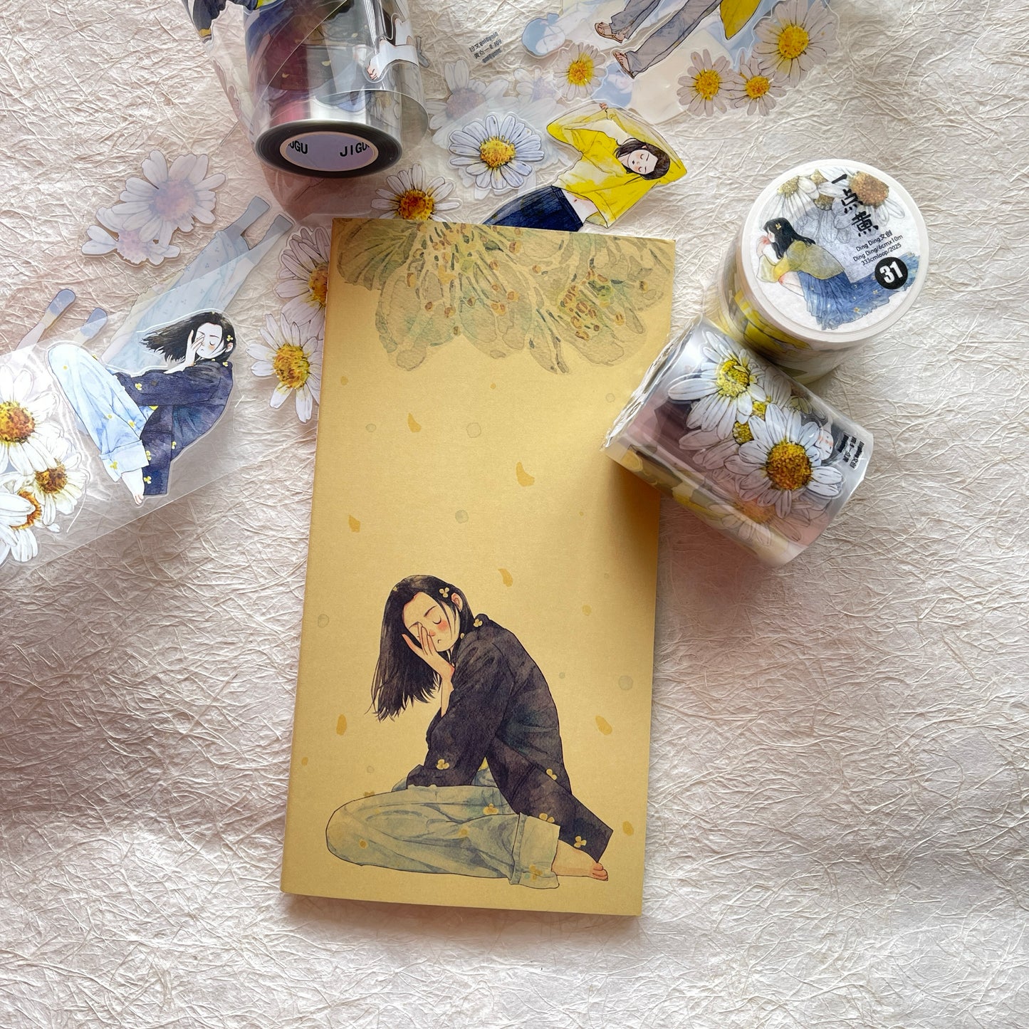 DingDing Vol9【4 Pcs 11*21cm Person Cover Travel Notebook】,Washi Sticker Book,Passport, Blank Inner Pages,for Junk Journal,Journaling,Scrapbooking