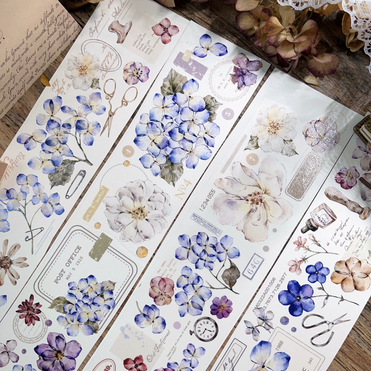 YiEr【ChaoHua Collection】Orginal Design Washi/Pet Tape Light Retro Floral Stickers