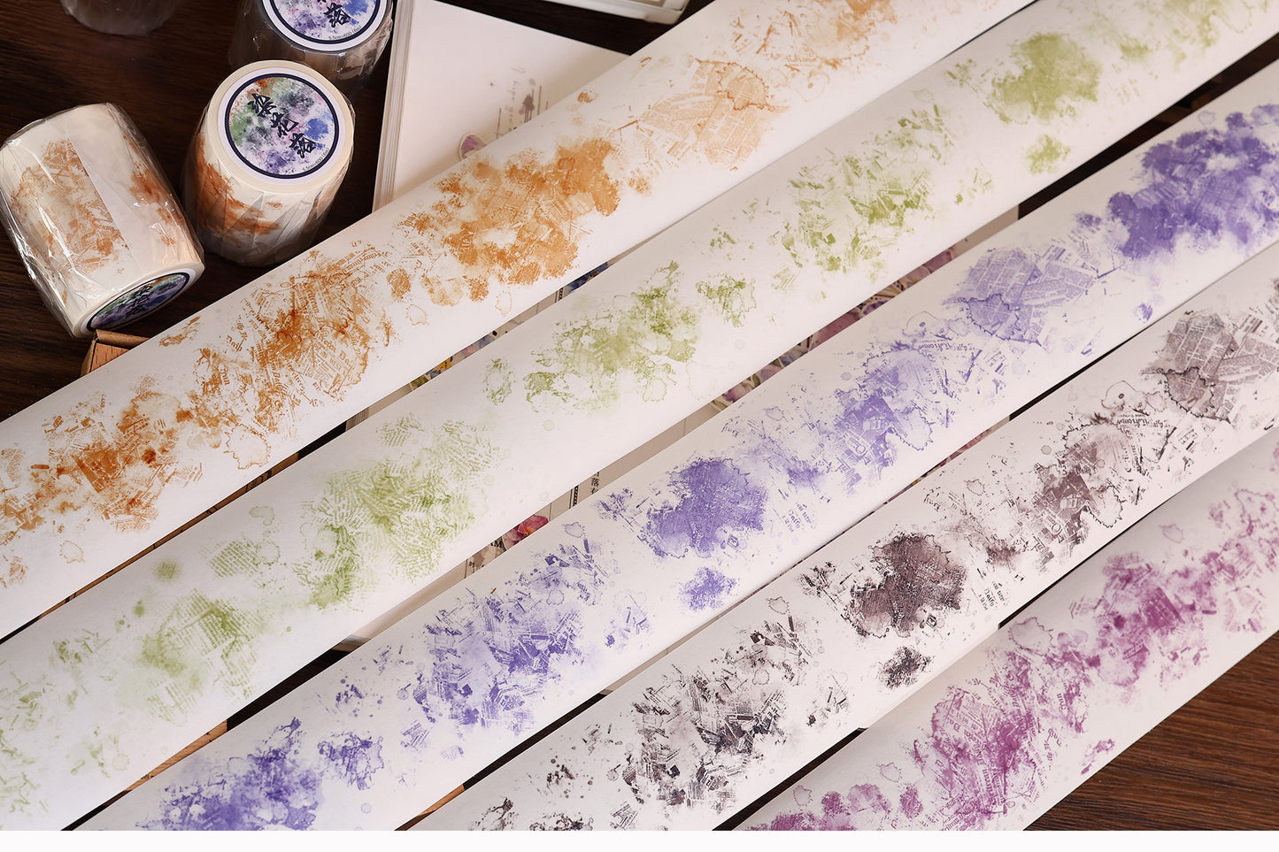 XiaoBaiJia 【Dyeing Flowers Falling】Orginal Design Washi/Pet Tape Light Retro Landscaping Stickers,for Scrapbook Supplies,Scrapbook Tape Stickers,Junk Journal Supplies