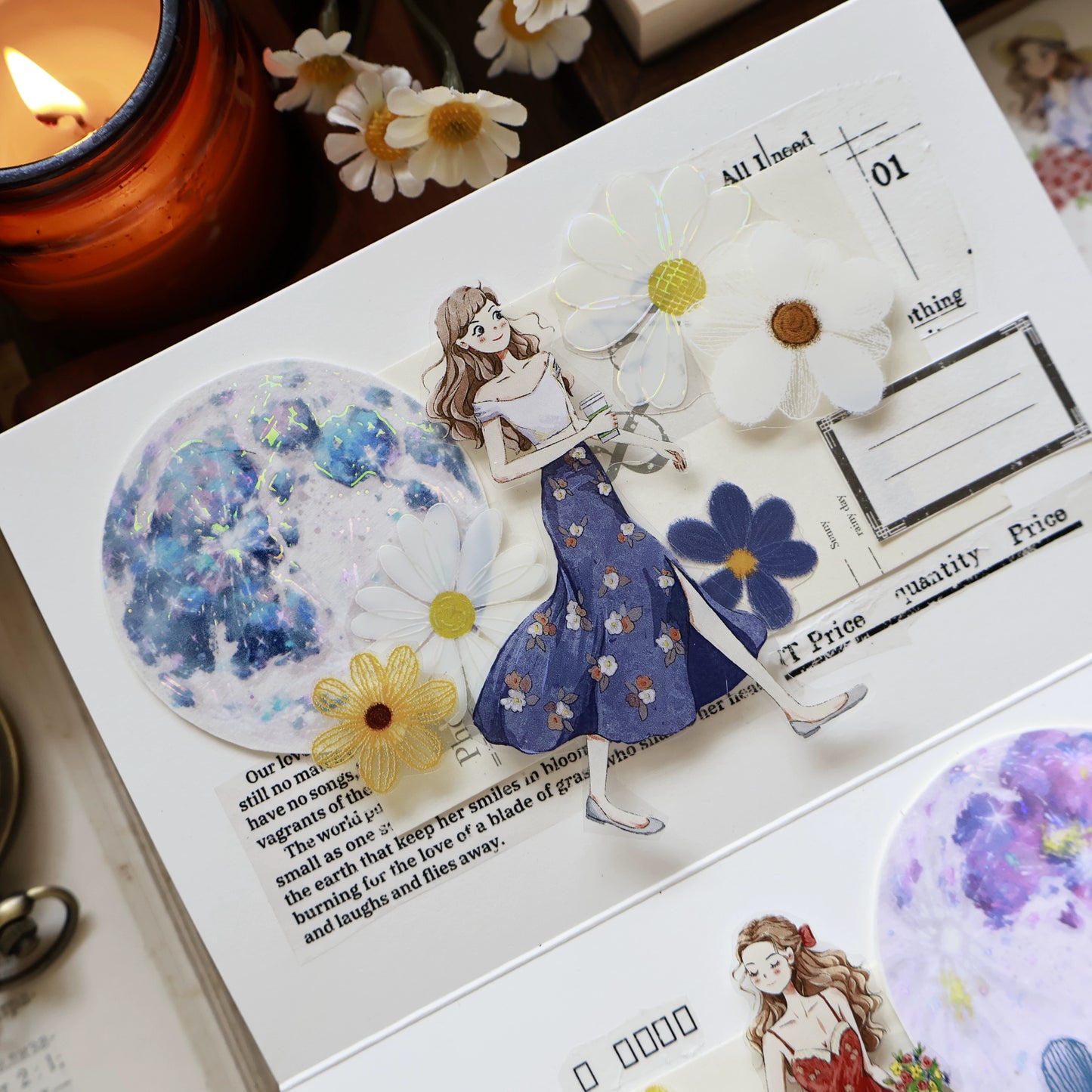 YiEr Vol13【Girls of Summer】Orginal Design Character Washi/Pet Tape Light Retro Stickers