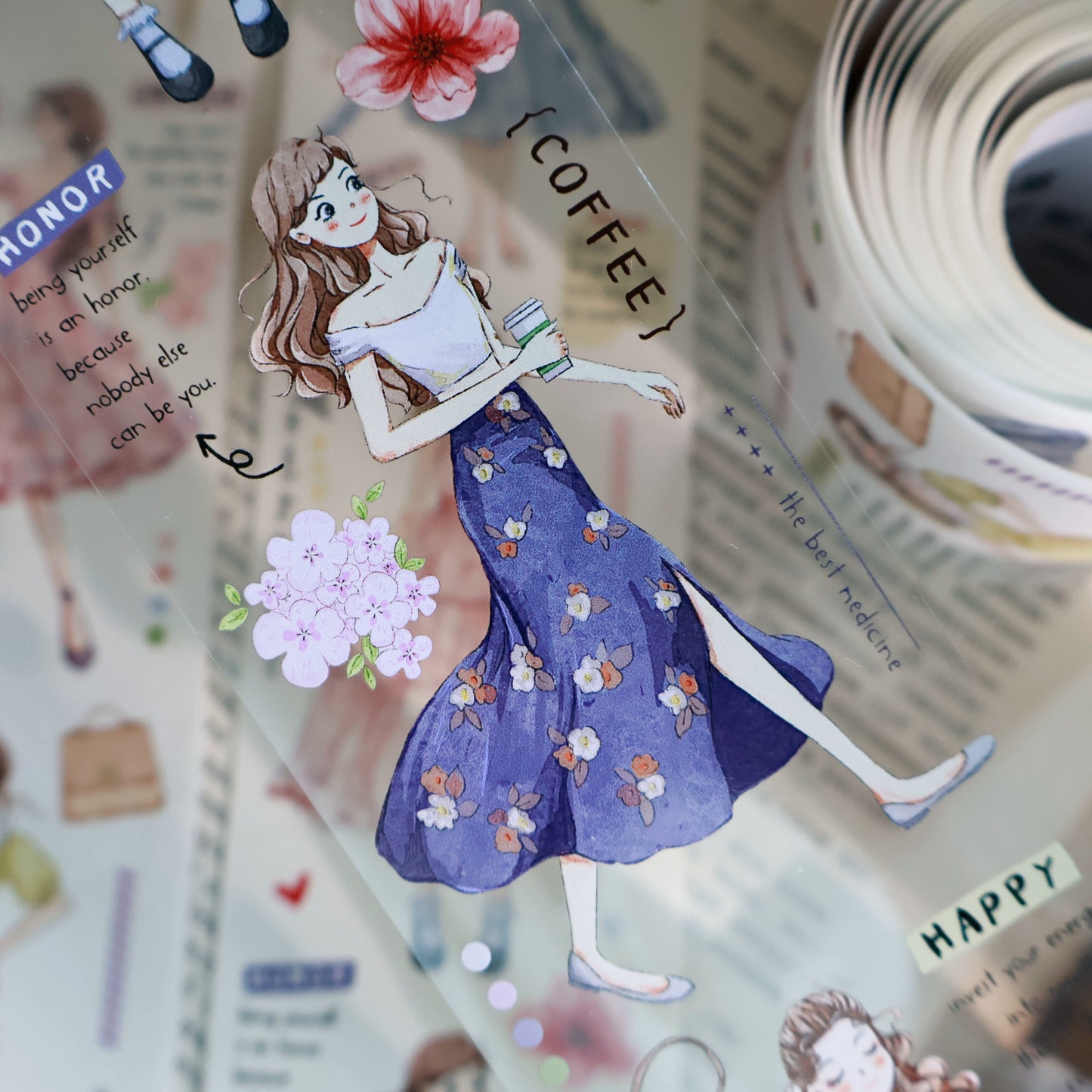 YiEr Vol13【Girls of Summer】Orginal Design Character Washi/Pet Tape Light Retro Stickers